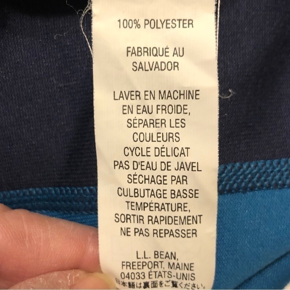 LLBEAN Mens Black and Blue 1/4 Zip Fleece Pullover Size Large - Picture 9 of 9